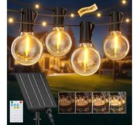 Guirlande Solaire Exterieur, 20M/65.6Ft Guirlande Lumineuse Solaire avec 25+1 G40 Ampoules et 48 Perles LED, 19 Modes Étanche IP44 Guirlande Guinguette Extérieur pour Jardin Terrasse Mariage Fête