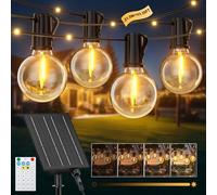 Guirlande Solaire Exterieur, 31.5M/103.4Ft Guirlande Lumineuse Solaire avec 40+1 G40 Ampoules et 78 Perles LED, 19 Modes Étanche IP44 Guirlande Guinguette Extérieur pour Jardin Terrasse Mariage Fête