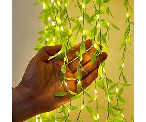 Guirlande Solaire Exterieur Ausolee, Feuilles de Saule Guirlande Lumineuse Exterieure 100LED 10M/32Ft 8 Modii,Guirlande Solaire Étanche, Pour Mariage, Clôture,Noël, Fêtes, Décorations De Jardin