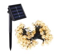 Guirlande solaire extérieure lumineuse jardin, terrasse - Grosses ampoules LED Ø 2.2 cm, 8 modes - 7 m - Blanc chaud - Linxor