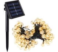 Guirlande solaire extérieure lumineuse jardin, terrasse - Grosses ampoules LED Ø 2.2 cm, 8 modes - 7 m - Blanc chaud - Linxor