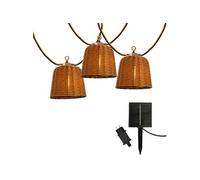 Guirlande lumineuse extérieur raccordable 10 abat-jour en poly rotin FORMENTERA BIG HYBRID blanc chaud 8m solaire et sur secteur