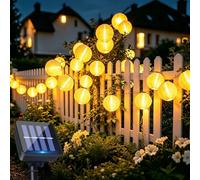 Guirlande Solaire Lanternes Extérieures, 6M 20 LED Lanternes Lampes, IP65 Étanche, Guinguette Lanterne Solaire 8 Modes, Decorative pour Jardin, Balcon, Cour, Terrasse, Noël, Fête(Blanc Chaud)