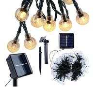 Guirlande solaire LED extérieure - VILDE - 10 m - 100 ampoules - 8 modes d'éclairage - IP44 - Blanc chaud