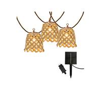 Lumisky Guirlande solaire NOYA HYBRID 10 abat-jour en bambou 8 m LED blanc chaud beige