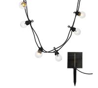 Lumisky Guirlande solaire PARTY CLEAR 20, globes LED blanc chaud, 9 m, 13 modes, raccordable
