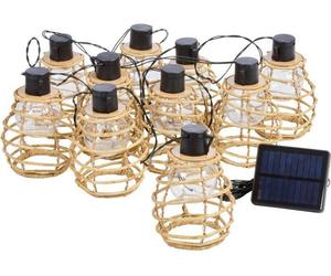 Guirlande solaire - SMART SOLAR - Lumina - 10 Leds - Faux rottin - Naturel