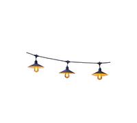 LumiskyGuirlande solaire lumineuse extérieur avec abat-jour en acier style vintage 10 ampoules à filament douille E27 LED blanc chaud VINTY LIGHT SOLAR 6m