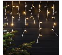 Guirlande Stalactite Pro Connect 18m 900 LED Blanc & Blanc Chaud Câble Blanc Raccordable