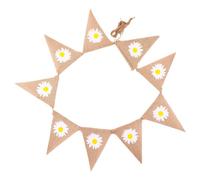 Guirlande Triangulaire | Fanion triangle en lin motif marguerite | Banderole De Fanions | pour Salle de ole Extérieur Maison Jardin Mariage Fiançailles Anniversaire