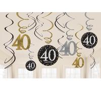 Guirlandes Déco Swirl - 40ème Anniversaire - Sparkling Gold