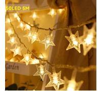 Guirlandes Lumineuses 50 LED à Etoile 5M 2 Modes - Chaîne de Lumière Décoration pour Chambre Fête Noël - Blanche Chaude