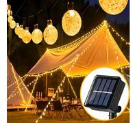 Guirlandes lumineuses à boule de cristal solaire - 8 modes, 5/7/12M étanche, éconergétique, lumière solaire extérieure pour décoration de jardin, fête, ambiance et projets DIY (blanc chaud, multicolor