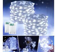 Guirlandes lumineuses à piles LED, décorations d'arbre de Noël en fil de cuivre, guirlandes lumineuses d'ambiance pour l'extérieur, 1/3/5/10/20m à piles LED 1 m,3 m,5 m,10 m,20m,5m-2 piècesPolychlorur