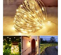 Guirlandes lumineuses à piles LED, décorations d'arbre de Noël en fil de cuivre, lumières féeriques d'ambiance pour l'extérieur, 1/3/5/10/20m à piles LED 3 m,5 m,10 m,20mPolychlorures de vinyle