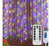 Guirlandes lumineuses de rideau USB, 100/200/300 LED, guirlandes lumineuses de rideau suspendues USB, rideau lumineux de Noël intérieur et extérieur, 8 modes de luminosité avec télécommande et minuter