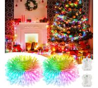 Guirlandes Lumineuses Étanches - 10M 2PCS Guirlandes Lumineuses pour Pergola/Mur/Clôture, Jardin, Extérieur | 8 Modes de Clignotement(sans Batterie)