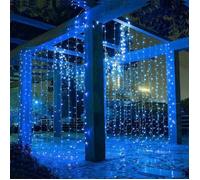 Guirlandes lumineuses rideau LED de 600, 6m x 3m, 8 modes d'éclairage, étanches IP44 pour usage intérieur et extérieur (bleu).