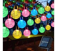 Guirlandes lumineuses solaires de jardin, 56 pi/17 m avec 100 LED, étanches, guirlandes lumineuses à boules de cristal à énergie solaire pour intérieur/extérieur, lumières féeriques décoratives pour