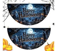 Guirlandes Pour L'Extérieur 2 Pièces Drapeaux Éventail Demi-Cercle Double | Ensemble Bannière Porche Halloween pour Maison Garage Balcon Terrasse Clôture Jardin Entrée Couloir Mur Intérieur