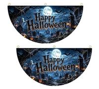Guirlandes Pour L'Extérieur 2 Pièces Guirlande Demi-Cercle Demi-Éventail | Ensemble Bannière Porche Halloween Pour Maison Garage Porche Balcon Terrasse Patio Clôture Cour Entrée Mur