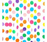 Guirlandes Ronde en Papier, 3 Pièces 4 Mètres Guirlande Papier Rond Circles Multicolore Deco a Pois, Guirlande en Papiers Arc-en-Ciel, pour Carnaval Anniversaire fête Jardin d'enfants Porte