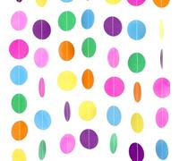 Guirlandes Ronde en Papier, Guirlande Papier Arc-en-Ciel 10 Mètres, Décoration Murale Ronde Multicolore, Bannière Suspendue pour Anniversaire, Fête, Mariage, Célébrations, Maison