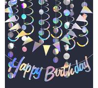 Guirlandes Rondes en Papier à Paillettes, Guirlande Joyeux Anniversaire Kit