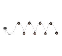 Guirlandes solaires LED extérieur décoration balcon solaire avec lanternes en forme de boule et effet feu, noir, blanc, LED blanc chaud, L 410 cm, jardin