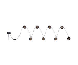 Guirlandes solaires LED extérieur décoration balcon solaire avec lanternes en forme de boule et effet feu, noir, blanc, LED blanc chaud, L 410 cm, jardin