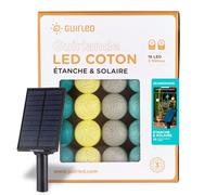 GuirLED - Guirlande d'extérieur boules lumineuses Guinguette LED - Étanche IP55 - Panneau solaire haut rendement - ON/OFF automatique - 16 boules 3m - Scandinave