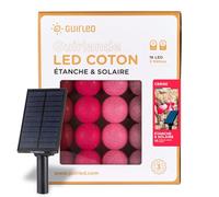 GuirLED - Guirlande d'extérieur boules lumineuses Guinguette LED - Étanche IP55 - Panneau solaire haut rendement - ON/OFF automatique - 16 boules 3m - Cerise
