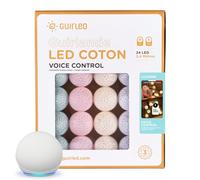 GuirLED - Guirlande lumineuse boules coton LED USB - Commande Vocale - Amazon Alexa & Google Assistant - Programmable à l'infini - Adaptateur secteur 2xUSB inclus - 24 boules 2.4 - Licorne