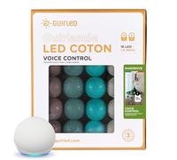 GuirLED - Guirlande lumineuse boules coton LED USB - Commande Vocale - Amazon Alexa & Google Assistant - Programmable à l'infini - Chargeur double USB 2A inclus - 16 boules - Mangrove