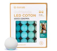 GuirLED - Guirlande lumineuse boules coton LED USB - Commande Vocale - Amazon Alexa & Google Assistant - Programmable à l'infini - Adaptateur secteur 2xUSB inclus -32 boules 3.2m - Horizon