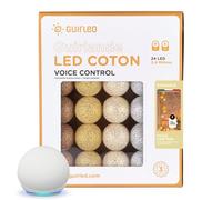 GuirLED - Guirlande lumineuse boules coton LED USB - Commande Vocale - Amazon Alexa & Google Assistant - Programmable à l'infini - Adaptateur secteur 2xUSB inclus - 24 boules 2.4m - Radiance