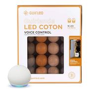 GuirLED - Guirlande lumineuse boules coton LED USB - Commande Vocale - Amazon Alexa & Google Assistant - Programmable à l'infini - Chargeur double USB 2A inclus - 16 boules - Mesopotamia
