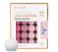 GuirLED - Guirlande lumineuse boules coton LED USB - Commande Vocale - Amazon Alexa & Google Assistant - Programmable à l'infini - Adaptateur secteur 2xUSB inclus -32 boules 3.2m - Princesse