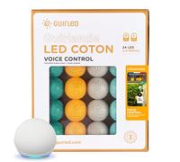 GuirLED - Guirlande lumineuse boules coton LED USB - Commande Vocale - Amazon Alexa & Google Assistant - Programmable à l'infini - Adaptateur secteur 2xUSB inclus - 24 boules 2.4m - Hémisphère