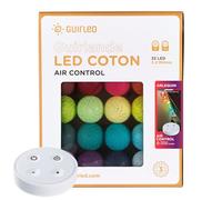 GuirLED - Guirlande lumineuse boules coton LED USB - Télécommande sans fil - Veilleuse bébé 2h - Adaptateur secteur double USB 2A inclus - 4 intensités - 32 boules 3.2m - Arlequin