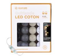 GuirLED - Guirlande lumineuse boules coton LED USB - Veilleuse bébé 2h - Adaptateur secteur double USB 2A inclus - 3 intensités - 16 boules 1.6m - Minuit