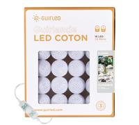 GuirLED - Guirlande lumineuse boules coton LED USB - Veilleuse bébé 2h - Adaptateur secteur double USB 2A inclus - 3 intensités - 16 boules 1.6m - Flocon