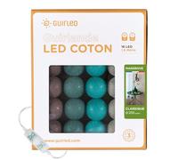 GuirLED - Guirlande lumineuse boules coton LED USB - Veilleuse bébé 2h - Adaptateur secteur double USB 2A inclus - 3 intensités - 16 boules 1.6m - Mangrove
