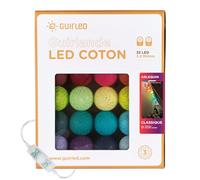 GuirLED - Guirlande lumineuse boules coton LED USB - Veilleuse bébé 2h - Adaptateur secteur double USB 2A inclus - 3 intensités - 32 boules 3.2m - Arlequin