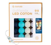 GuirLED - Guirlande lumineuse boules coton LED USB - Veilleuse bébé 2h - Adaptateur secteur double USB 2A inclus - 3 intensités - 32 boules 3.2m - Océan