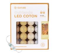 GuirLED - Guirlande lumineuse boules coton LED USB - Veilleuse bébé 2h - Adaptateur secteur double USB 2A inclus - 3 intensités - 24 boules 2.4m - Radiance