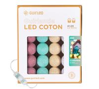 GuirLED - Guirlande lumineuse boules coton LED USB - Veilleuse bébé 2h - Adaptateur secteur double USB 2A inclus - 3 intensités - 24 boules 2.4m - Bébé