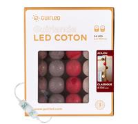 GuirLED - Guirlande lumineuse boules coton LED USB - Veilleuse bébé 2h - Adaptateur secteur double USB 2A inclus - 3 intensités - 24 boules 2.4m - Acajou