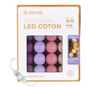 GuirLED - Guirlande lumineuse boules coton LED USB - Veilleuse bébé 2h - Adaptateur secteur double USB 2A inclus - 3 intensités - 16 boules 1.6m - Provence