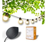 GuirLED - Guirlande lumineuse Solaire & Étanche IP55 Guinguette Premium - 16 LED 7,5 mètres - Extensible - 100% Autonome - Feuille photovoltaïque XL - Batterie lithium 4000 mAh - White Edition